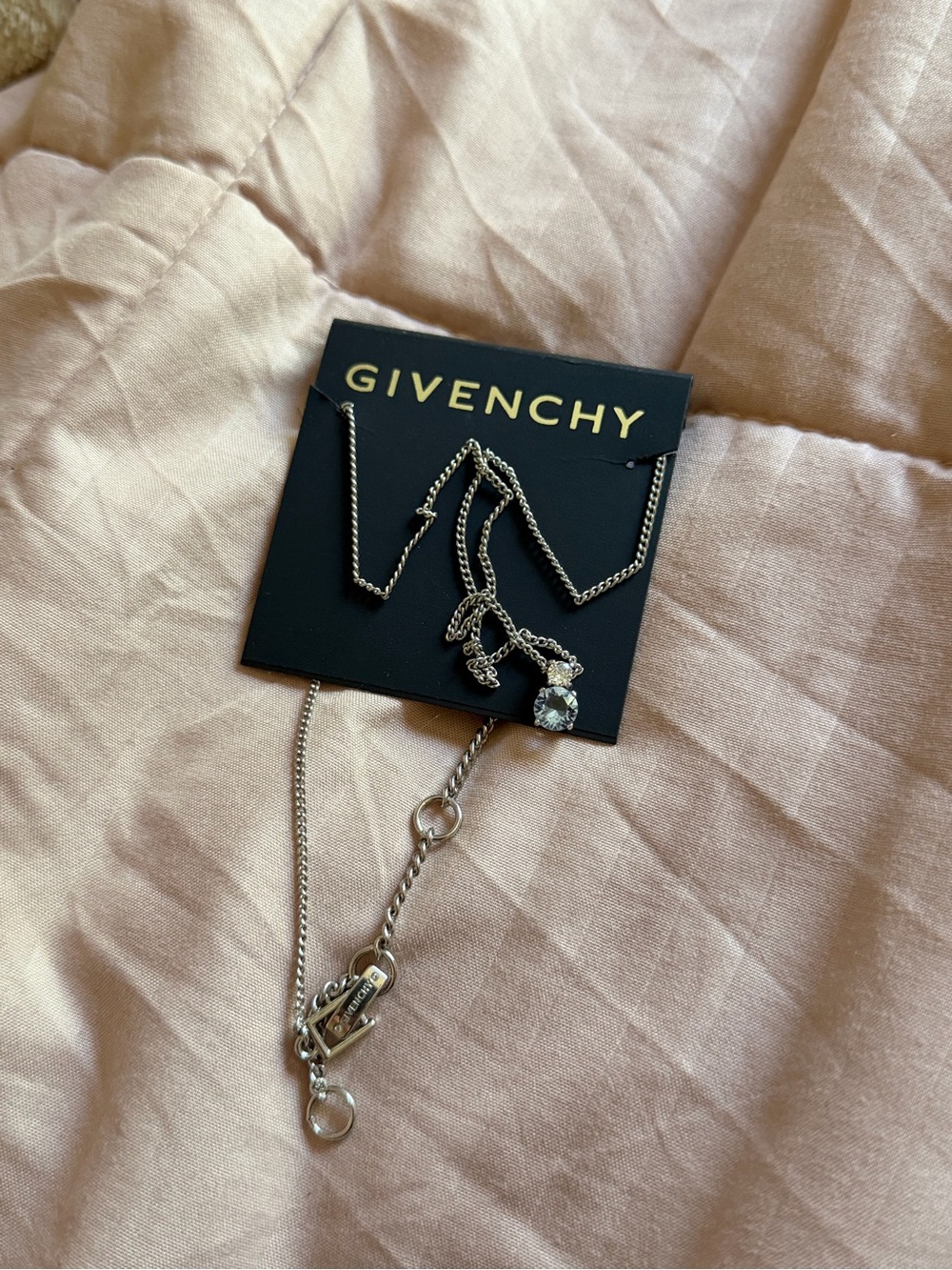 Givenchy Silver-Tone Crystal Drop Necklace